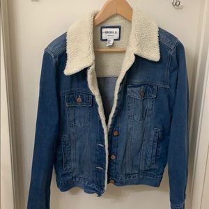 F21 sherpa-lined denim jacket